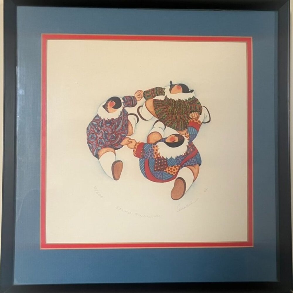Barbara LaVallee "Eskimo Runaround" Framed Litho Signed  91/500 1991 Alaska
